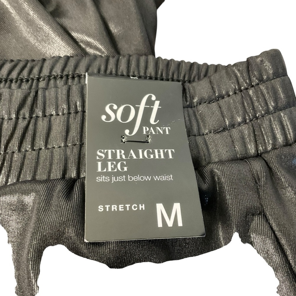 NY&C Black Shiny Soft Pants Straight Leg Stretch Size M NWT - Picture 6 of 10